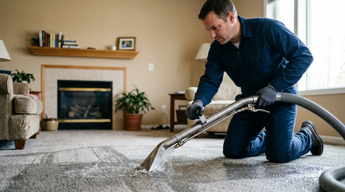 Water damage restoration technician working near Bannister, MI